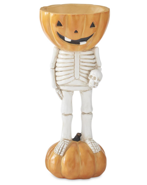 11.5in PUMPKIN HEAD BOWL SKELETON