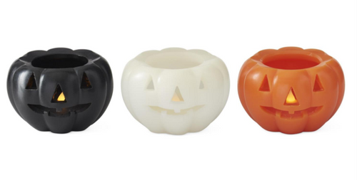 5in WAX JACK O LANTERN LED FLICKER FLAME CANDLES W/TIMER (EACH)