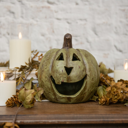 8IN OLIVE GREEN BIG MOUTH PUMPKIN