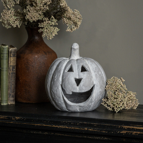 8IN GREY BIG MOUTH PUMPKIN