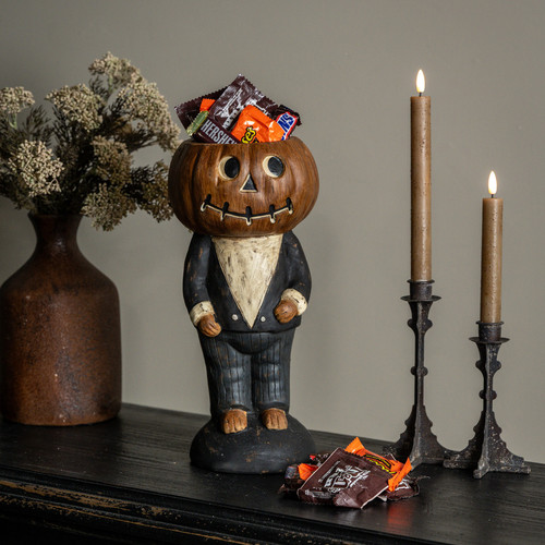 PUMPKIN BOY IN SUIT CANDY DISH