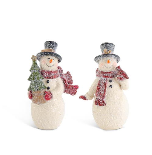 Assorted 4.25 Inch Glittered Resin Vintage Snowmen Ornaments (EACH)