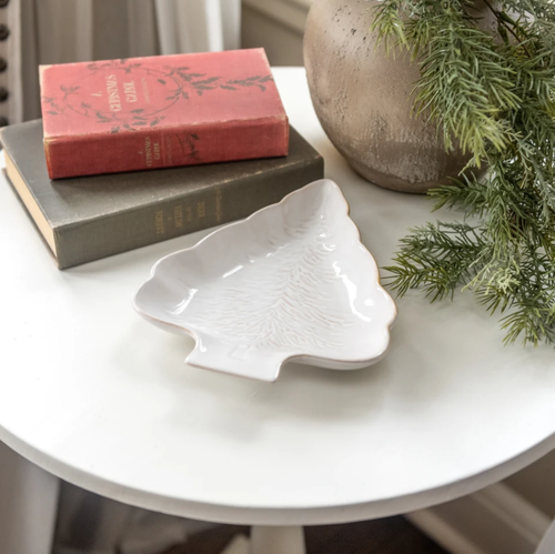 WHITE CERAMIC TREE SERVING PLATTER