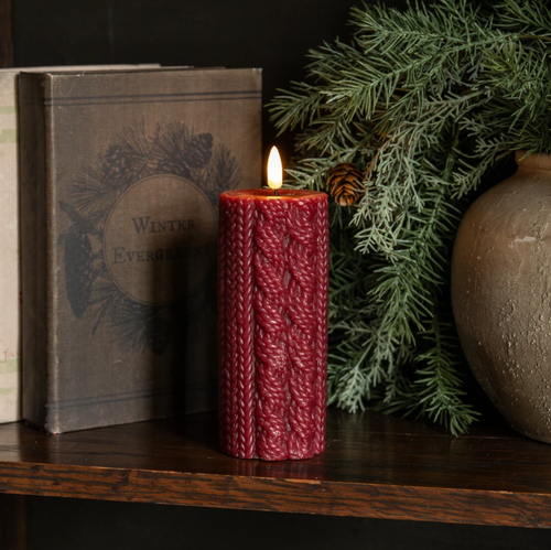 6 IN RED SWEATER 3D FLAME CANDLE
