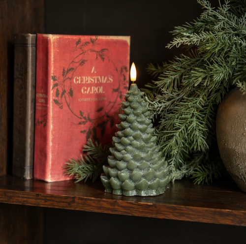 7IN GREEN SIMMER 3D FLAME BALSAM TREE CANDLE