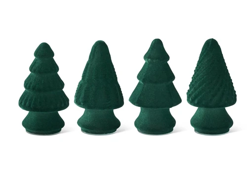 ASST MINI DARK GREEN FLOCKED GLASS CHRISTMAS TREES (EACH)