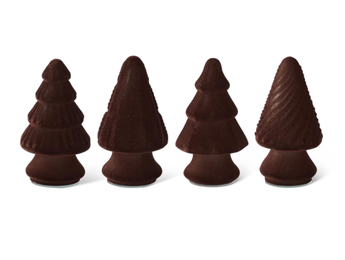 ASST MINI BROWN FLOCKED GLASS CHRISTMAS TRES (EACH)