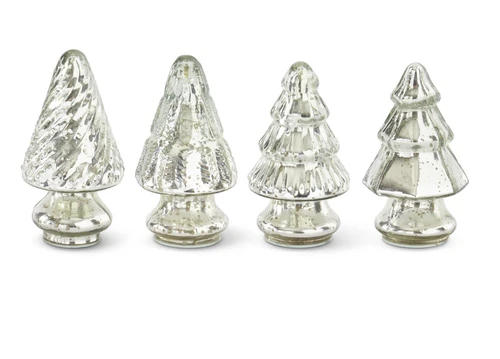 ASST MINI SILVER MERCURY GLASS CHRISTMAS TREES (EACH)