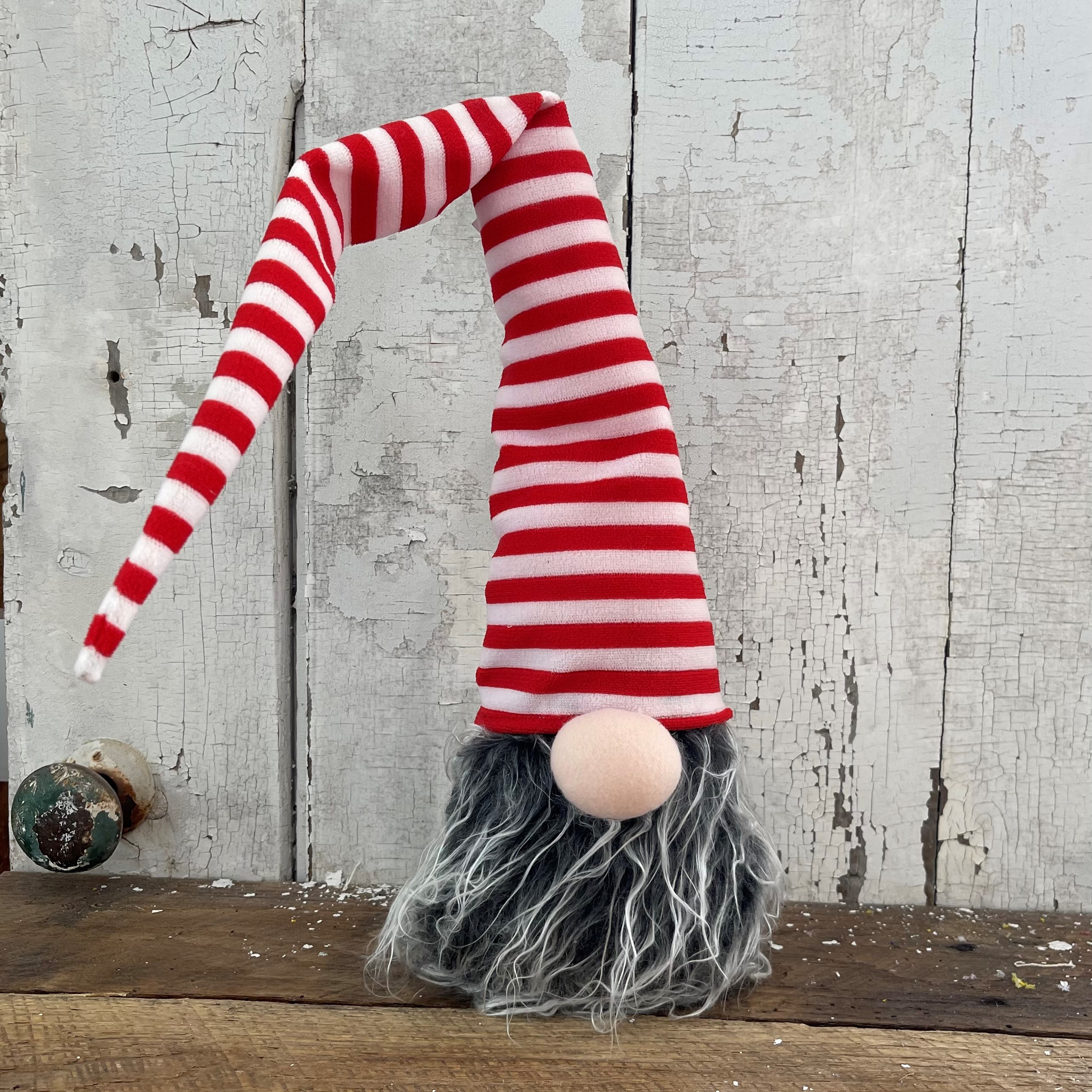 Red striped hat gnome 27 inch tall JanMichaels Art and Home