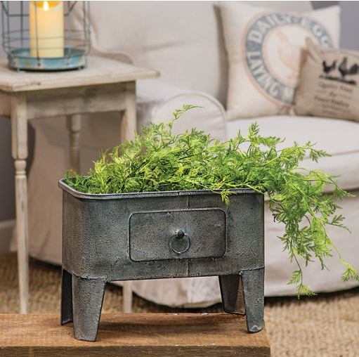 Gray Metal Basin JanMichaels Art and Home