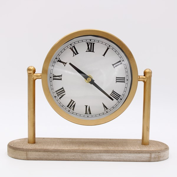 11x9 Gold Table Clock/Wood Base JanMichaels Art and Home