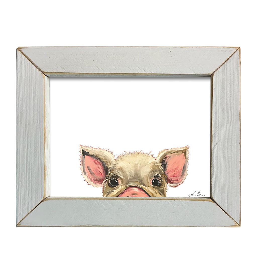 Charming LK106B Peeking Pig Print | Whimsical 8x10 Decor for Pig