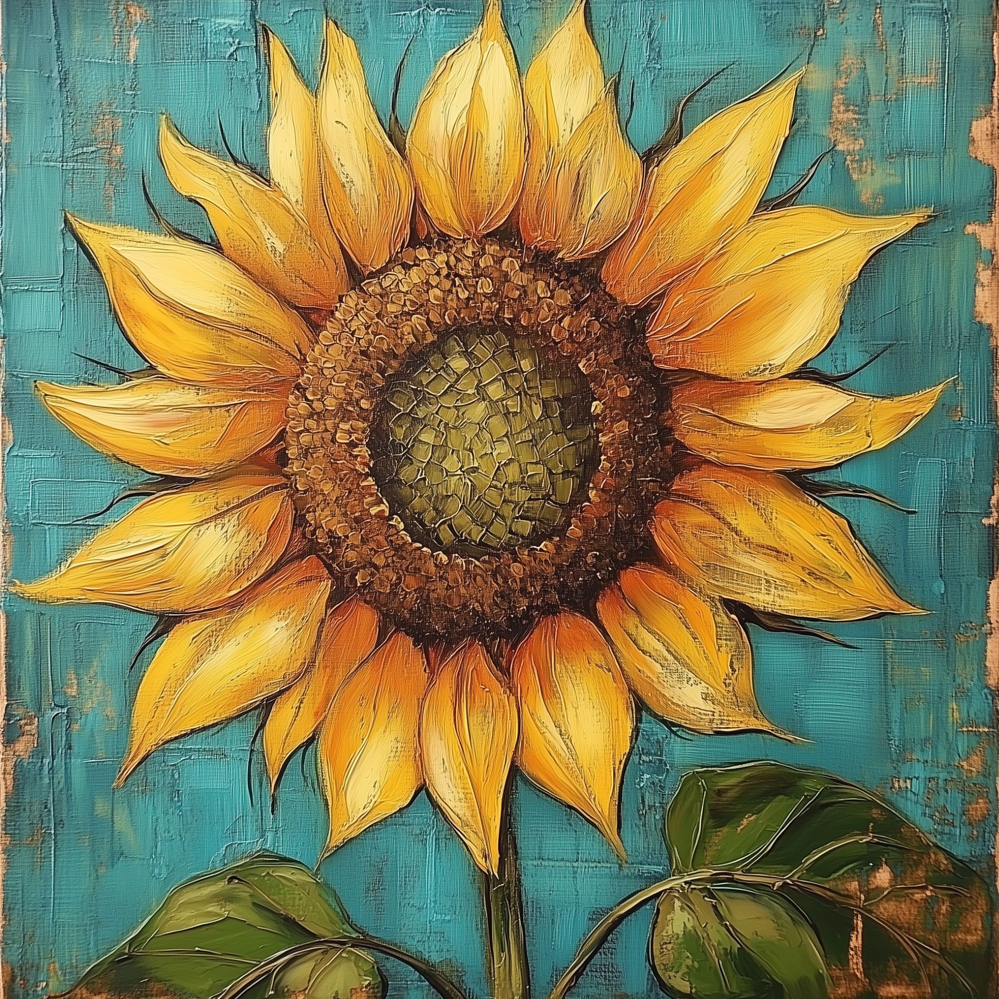 HMK221 Painted Sunflower Box Frame - JanMichaels Art and Home