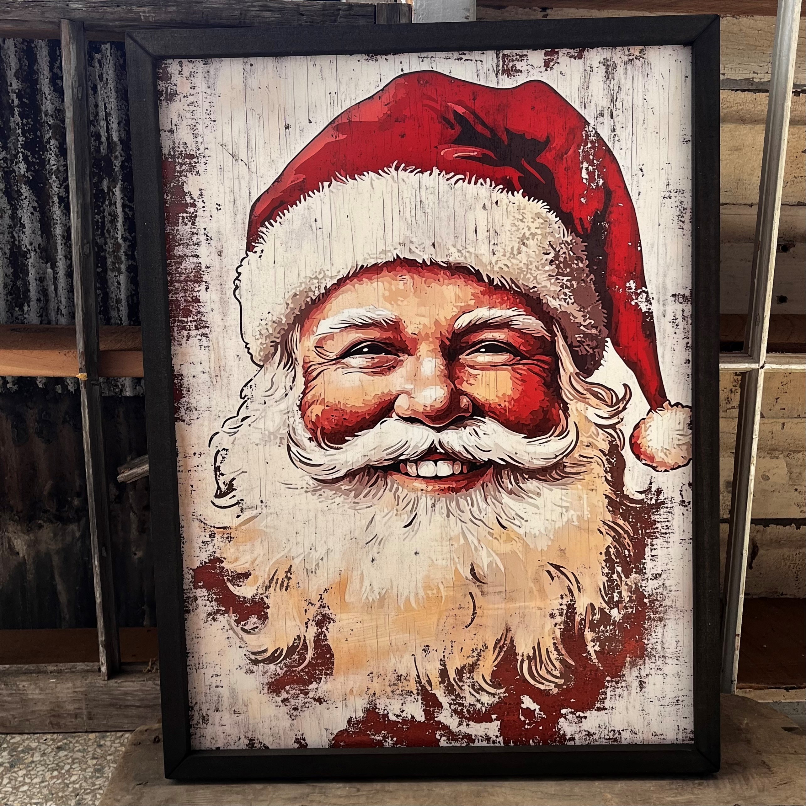 ビンテージ　バランストイ　サンタクロース HMK266 Vintage Distressed Santa Box Frame - JanMichaels Art and Home
