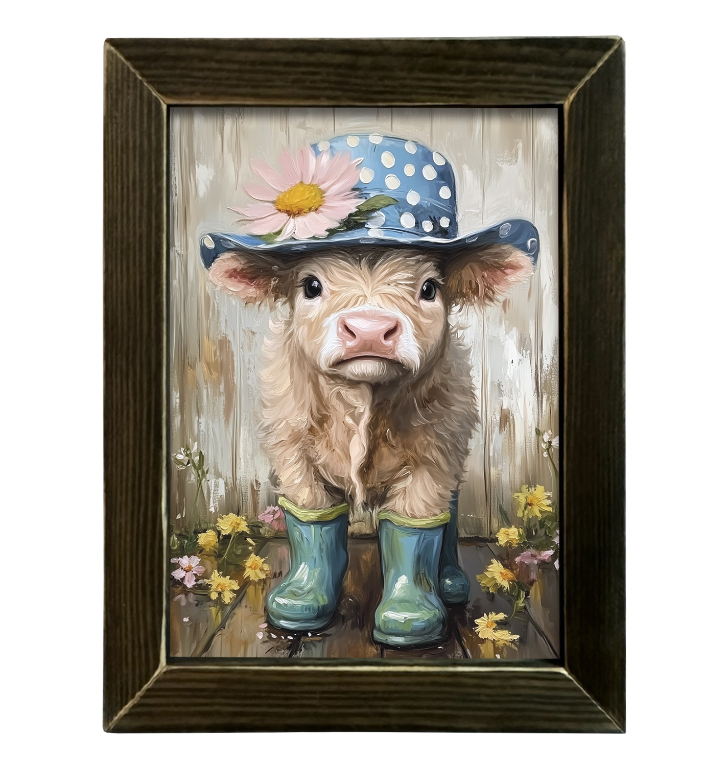 HMK540L SPRING HIGHLAND COW 12X16 LATH - JanMichaels Art and Home