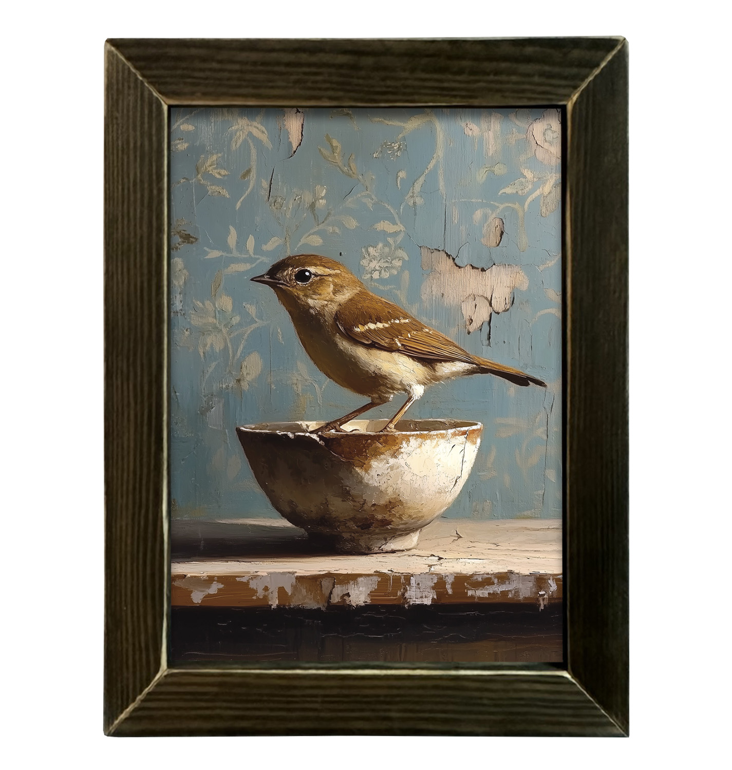 HMK551L VINTAGE BIRD BOWL 12X16 LATH - JanMichaels Art and Home