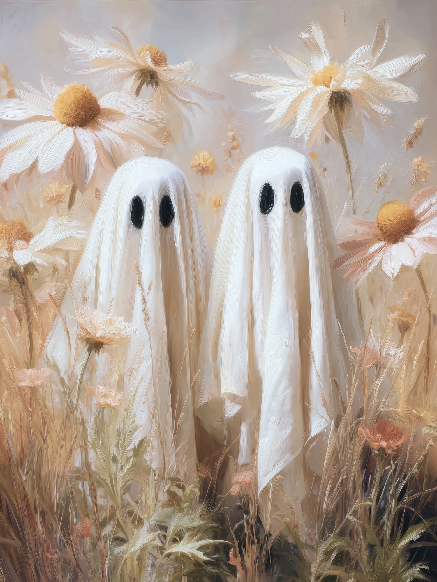 HMK1357B Spring Ghosts in Daisies Block - JanMichaels Art and Home