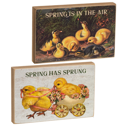 Spring Has Sprung Vintage Chick Block - (EACH) - JanMichaels Art and Home