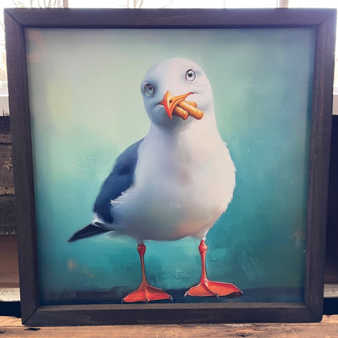 HMK227 Seagull with a French Fry Box Frame - JanMichaels Art and Home