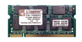 KTM-TP0028/512 - Kingston 512MB DDR-266MHz PC2100 non-ECC Unbuffered CL2.5 200-Pin SoDimm Memory Module