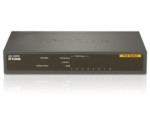 DES-1008PA - D-LINK - D-Link 8-Ports 10/100 Desktop Switch with 4 PoE Ports