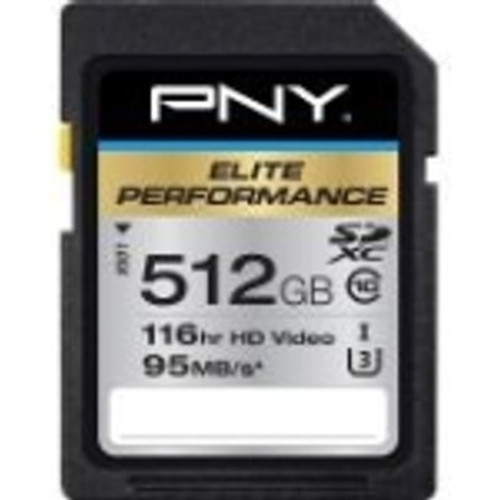 P-SDX512U3H-GE - PNY - Elite Performance 512GB Class 10 SDXC UHS-I (U1) Flash Memory Card