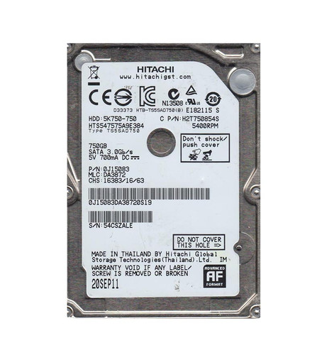 Hitachi 750GB 5400RPM SATA 3Gb/s 2.5 Hard Drive for ProLiant DL360p Gen8 Servers