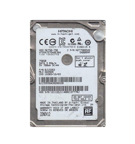 Hitachi - 0J15353 - HDD 750GB 5400RPM SATA 3Gb/s 2.5"
