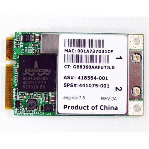 441075-001 - HP - 54Mbps 2.4GHz IEEE 802.11a/b/g/n Mini PCI Express Wireless Network Card for 6910p