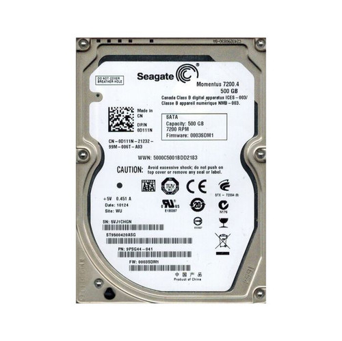 Seagate - 9PSG44-041 - HDD 500GB 7200RPM SATA 3Gb/s 2.5"