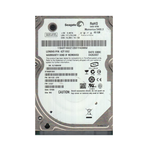 Seagate - 9S113C-070 - HDD 60GB 5400RPM SATA 1.5Gb/s 2.5"