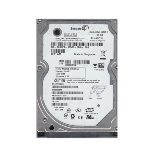 Seagate - 9S3833-030 - HDD 80GB 7200RPM SATA 1.5Gb/s 2.5"