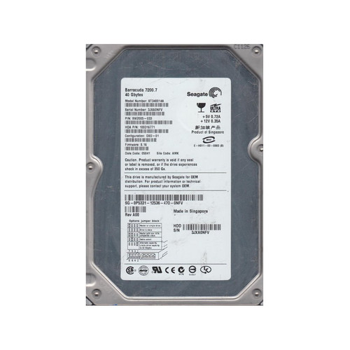Seagate - 9W2005-033 - HDD 40GB 7200RPM IDE 3.5" 2MB