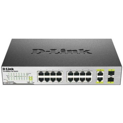 DES-1018MP - D Link - D-Link 18-Ports 10/100 Unmanaged PoE Switch Including 2 1000BASE-T/SFP Combo Ports