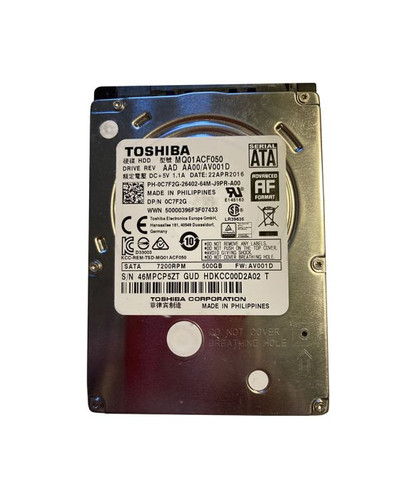 Toshiba - HDKCC00D2A02 - HDD 500GB 7200RPM SATA 6Gb/s 2.5"