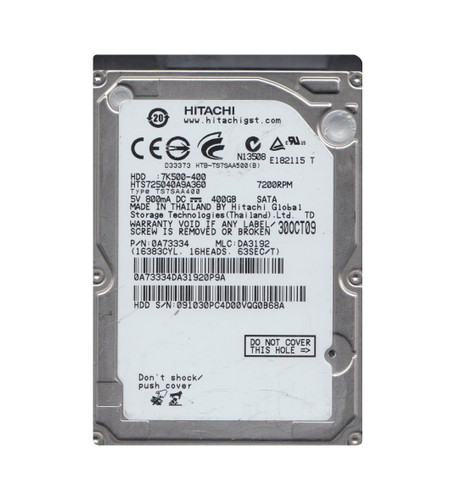 Hitachi - HTS725040A9A360 - HDD 400GB 7200RPM SATA 3Gb/s 2.5"