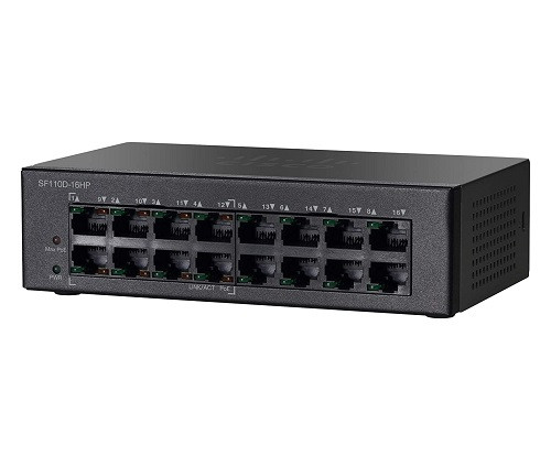 Cisco - SF110D-16HP - Network Switch 16-Port 10/100 PoE Unmanaged