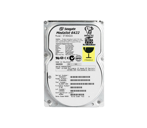 Seagate Hard Drive - ST36422A - 6GB 5400RPM ATA 33 3.5