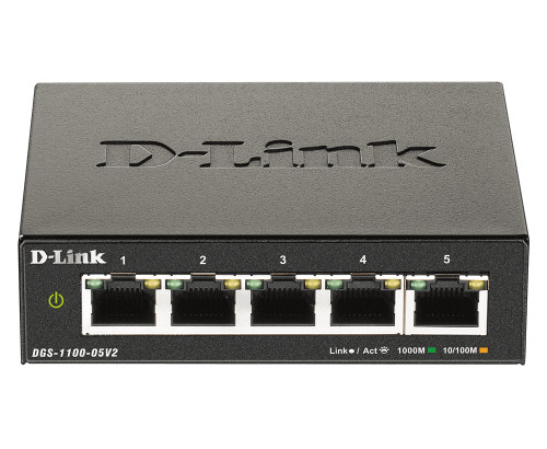 D-Link DGS-1100-05V2 Managed L2 Gigabit Ethernet Network Switch in Black - Compatible with Gigabit Ethernet Networks