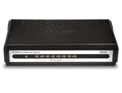 DSS-8E - D-LINK - D-Link 8 x Ports 10/100Base-TX Layer 2 Unmanaged Fast Ethernet Desktop Network Switch