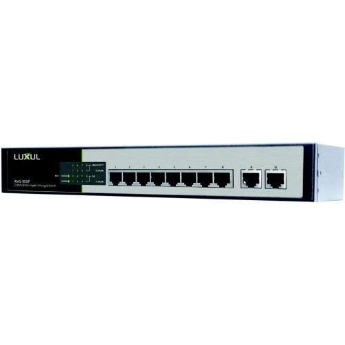 XMS-1010P - Luxul 10-Ports/8 PoE+ 8 Network 2 Uplink Manageable Twisted Pair 2 Layer Supported Desktop Rack-mountable Gigabit Managed Switch