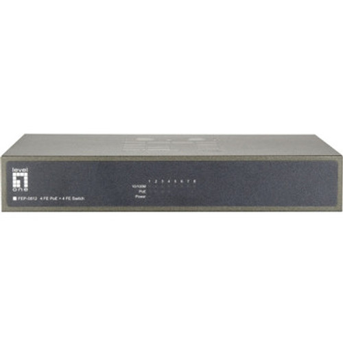 FEP-0812 - CP Tech - LevelOne 8-Port 10/100 w/4-Port PoE Desktop Switch 8 x Fast Ethernet Network 2 Layer Supported Rack-mountable