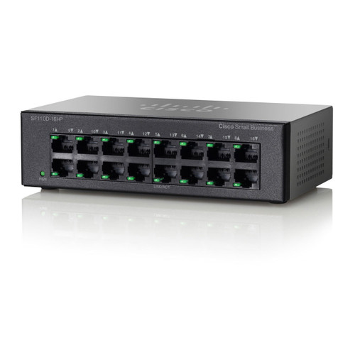 Cisco - SF110D-16HP-NA - Network Switch 16-Port 10/100 PoE