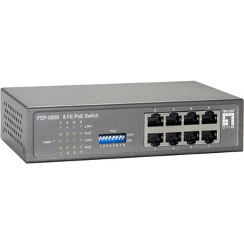 FEP-0800 - CP Tech - LevelOne 8-Port PoE 10/100 Desktop Switch (90W) 8-Port PoE 90W Desktop Switch