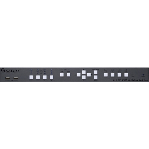 EXT-DVIK-MV-41 - Gefen 4x1 DVI 4 Computers 1 Local Users 1920 x 1200 8 x USB 6 x DVI Rack-mountable KVM Multiview Switcher