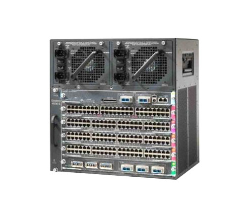 Cisco Cat4506 Bundle with 1X 1000Ac, 1X S2+, and 2X Ws-X4148-Rj, compatible with servers, mounted in a server rack