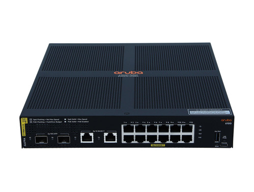 JL679A - Aruba Networks - Aruba 6100 Ethernet Switch - 12 Ports - Manageable - 2 Layer Supported - Modular - 21.90 W Power Consumption - 139 W PoE Budget - Optical Fiber