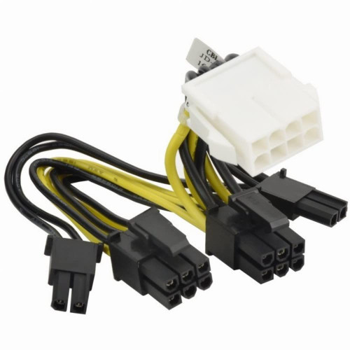 Supermicro CBL-0460L 11in/8.7in 8 Pin to 2x 4 Pin Backplane Power Cable, 18AWG for server backplane connections