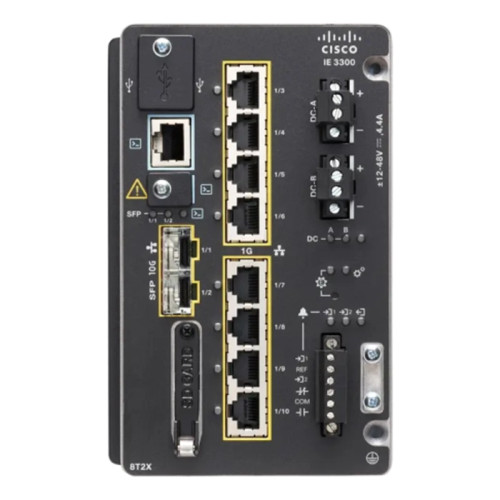 Cisco IE-3300-8T2X-E-RF Rugged Switch with 8x Ports and 2x SFP+ Ports - Ideal for Industrial Use
