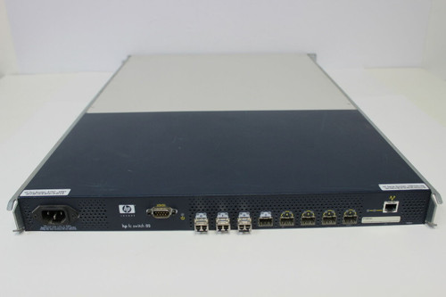 HP SureStore 8-Port Fiber Channel 1/2Gb/s San Switch, compatible with servers, ideal for data storage networking. - A7347A